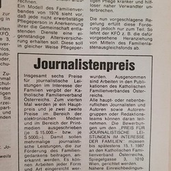 Der Journalistenpreis wurde zuletzt 2014 vergeben und zeichnet Berichterstattung zum Thema Familie aus 